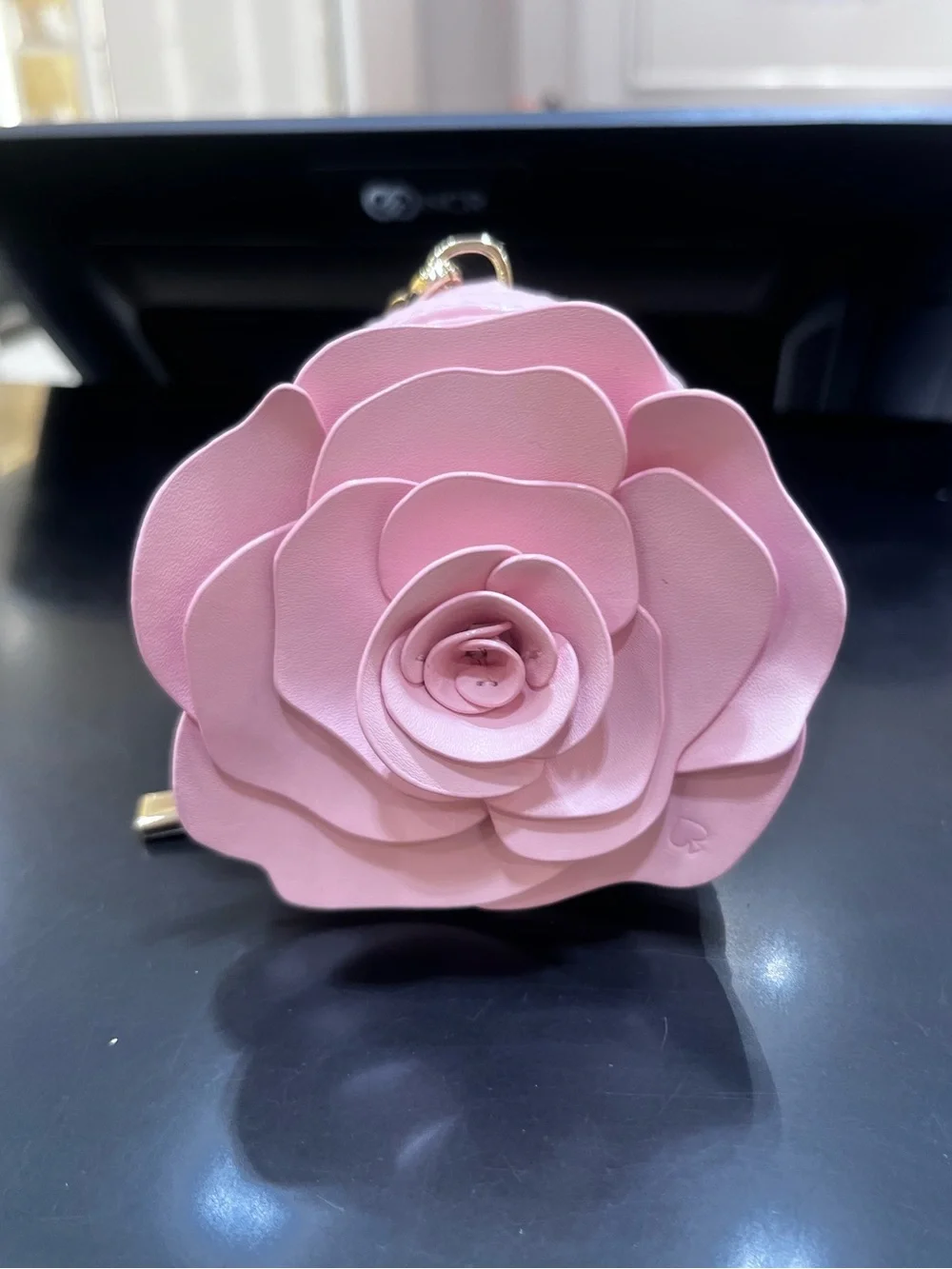 New kate spade Pale Pink Floral Key & Card Holder with Gold Hardware